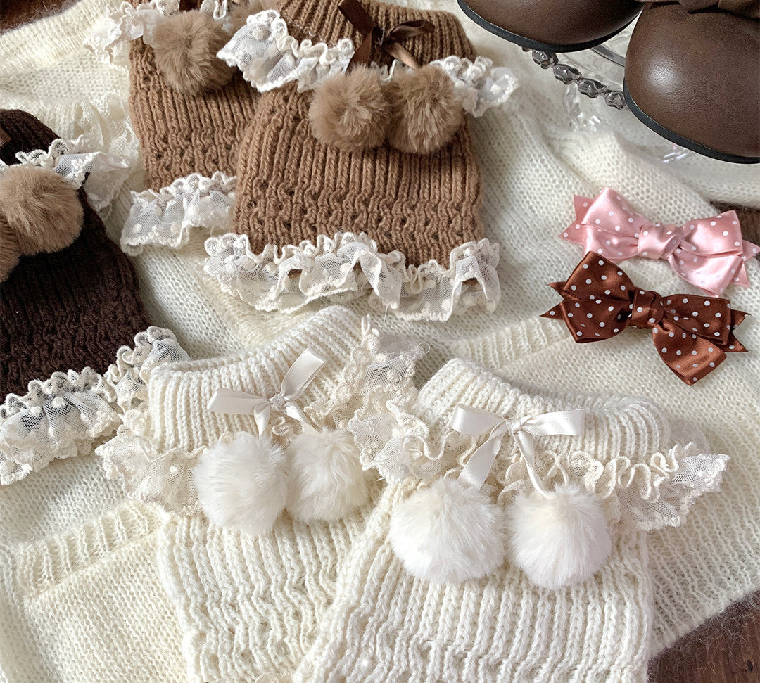 roji roji - Pom-Pom Lace - Socks with Handmade Pom-Poms