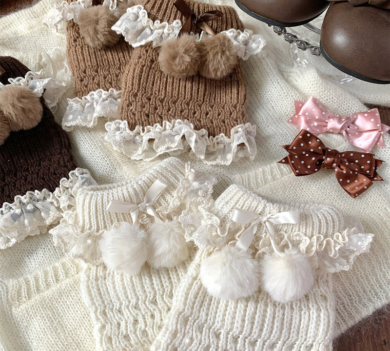 roji roji - Pom-Pom Lace - Socks with Handmade Pom-Poms