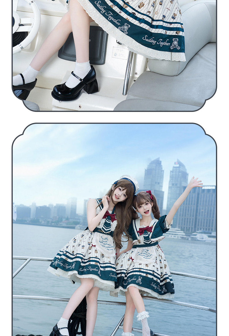 Inmorelli - Sailor Bear Corps - Nautical JSK Dress Set with Red Bow