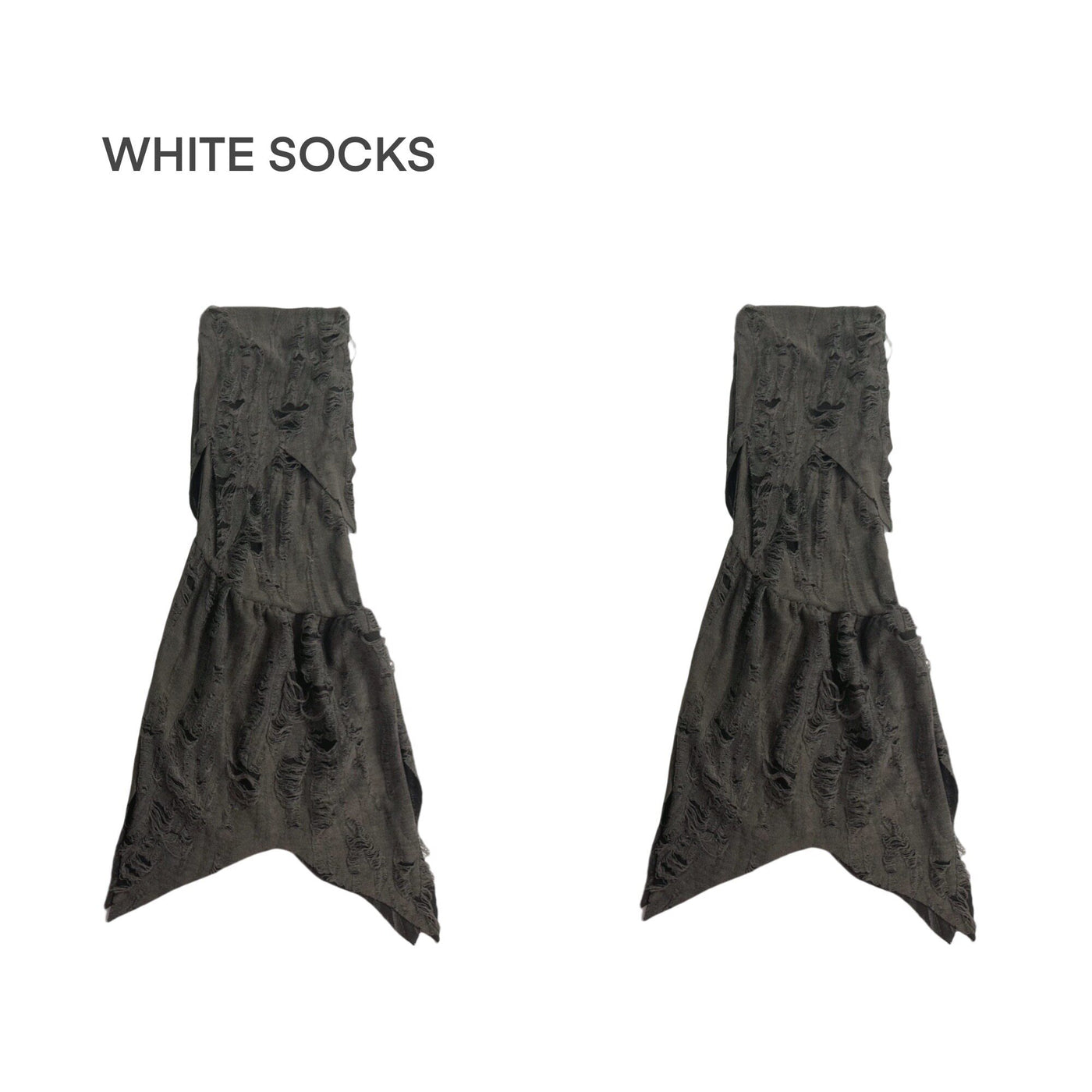 White Socks - Distressed Layered - Irregular Calf Leg Covers