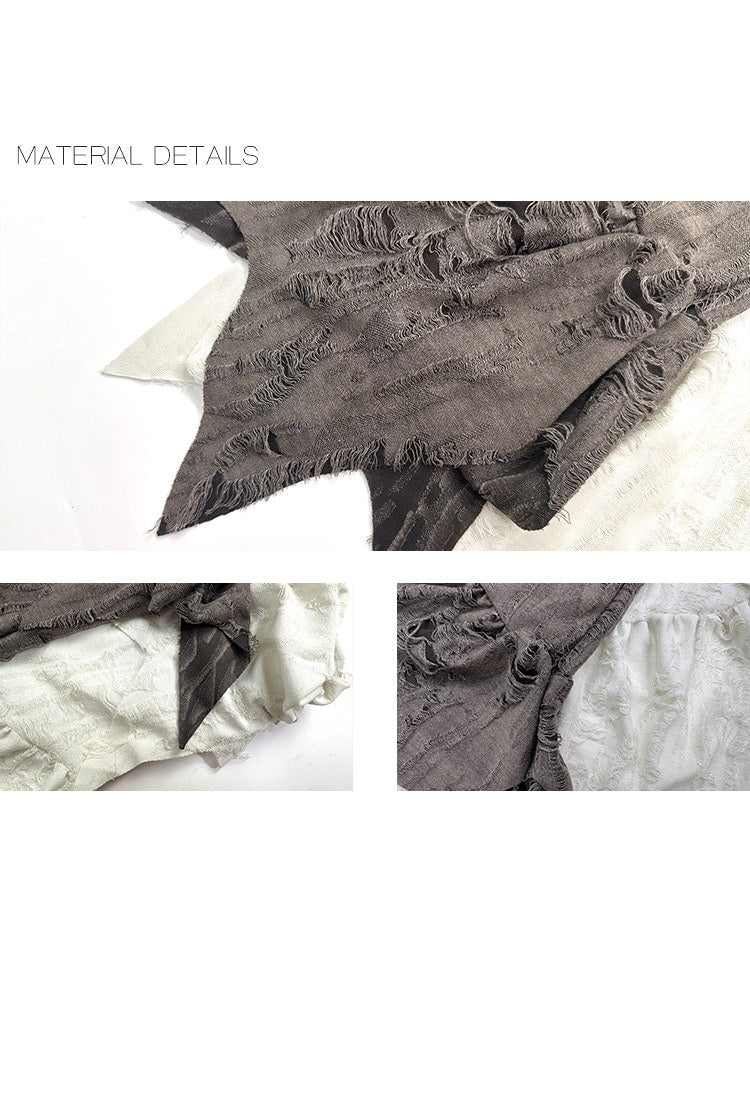 White Socks - Distressed Layered - Irregular Calf Leg Covers