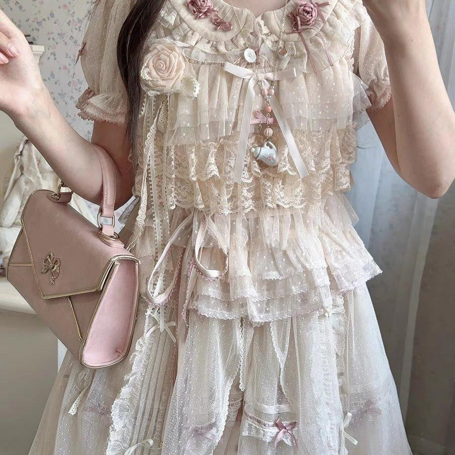 Sweetheart Dream Machine - Tiered Cake - Two-Way Lace Camisole JSK