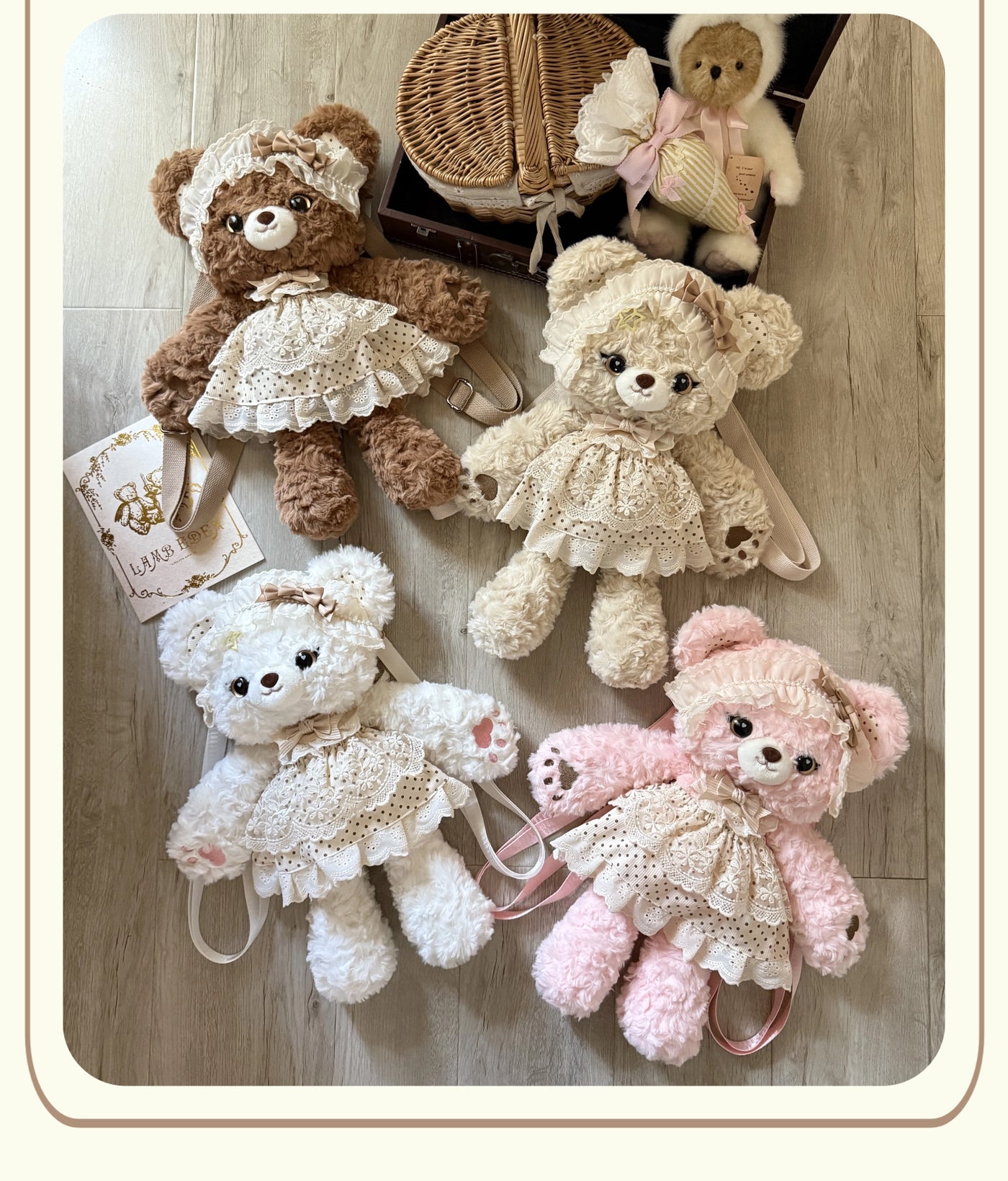 DreamHug Bear - Antique Doll Wall - Plush Doll Bag with selected convertible carry options