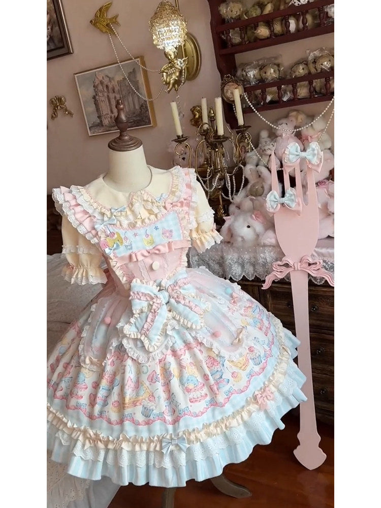 White Sugar Girl - Cat Fruit Shop - Pastel JSK set with layered cake skirt