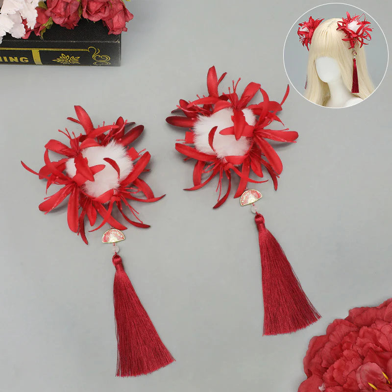 Manzhushahua tassel begonia hair accessory in The Other Shore Blue