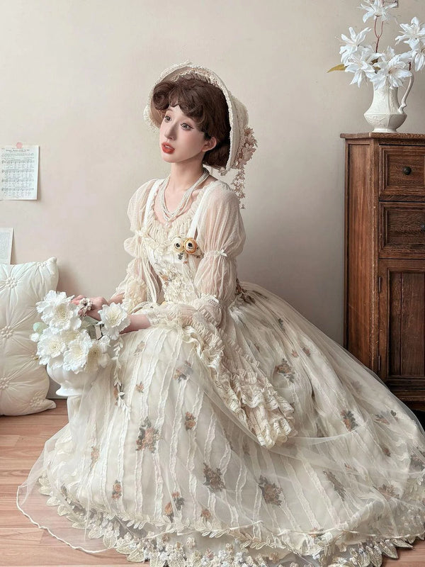 Sweetheart Dream Machine - Chloris - Mesh Princess-Sleeve Layering Blouse with Ruffled Cuffs