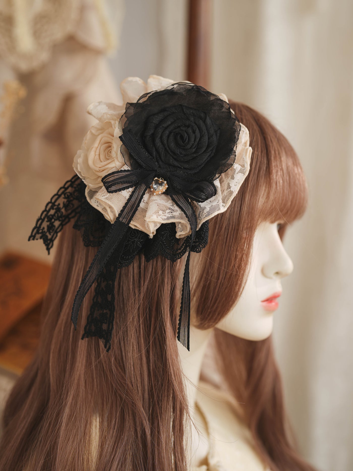 Star Box - Nightingale and Rose - Dried-Rose Lace Floral Hair Accessory