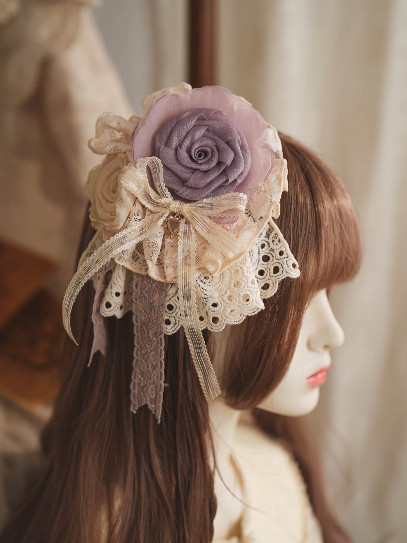 Star Box - Nightingale and Rose - Dried-Rose Lace Floral Hair Accessory