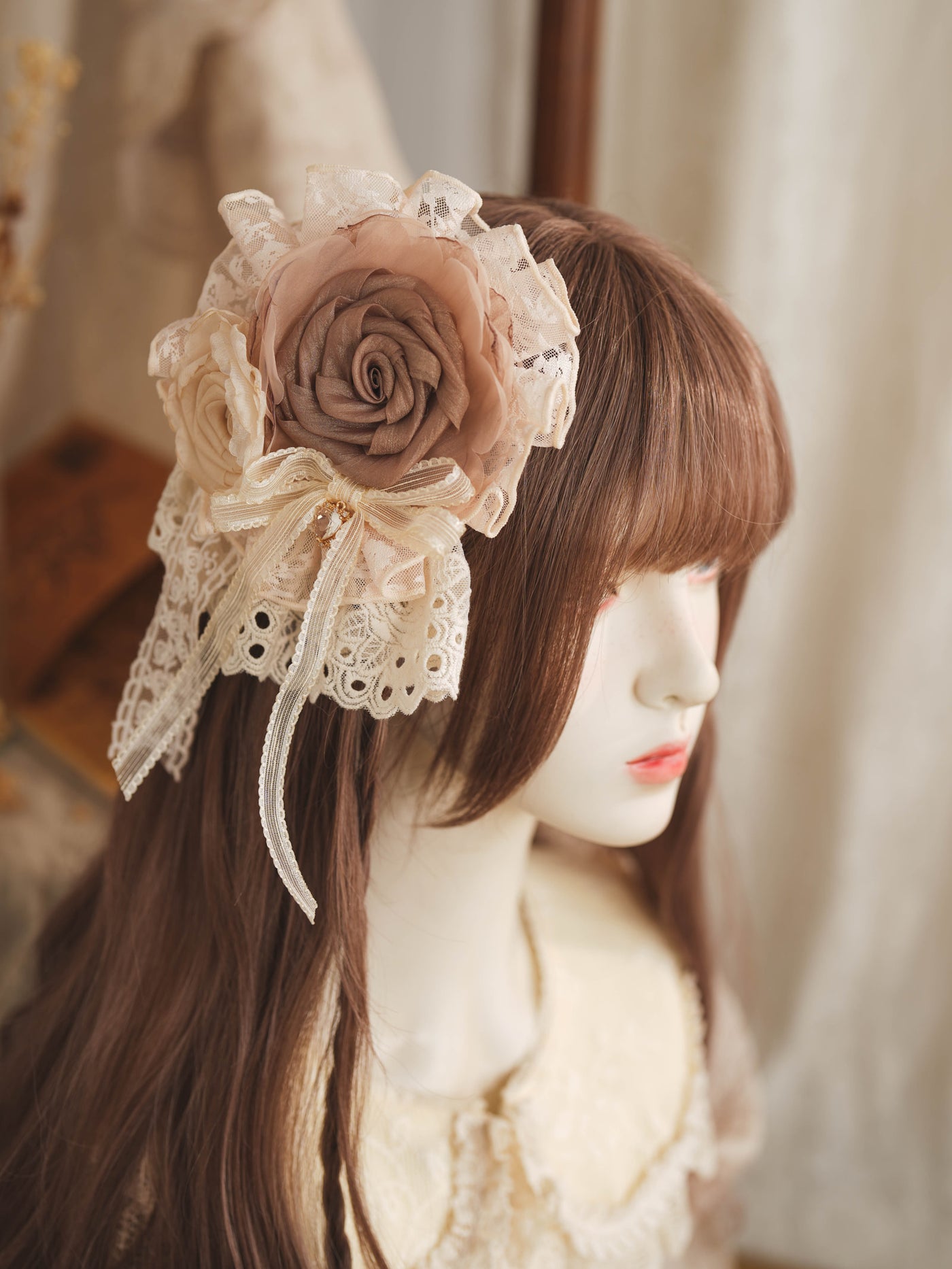 Star Box - Nightingale and Rose - Dried-Rose Lace Floral Hair Accessory