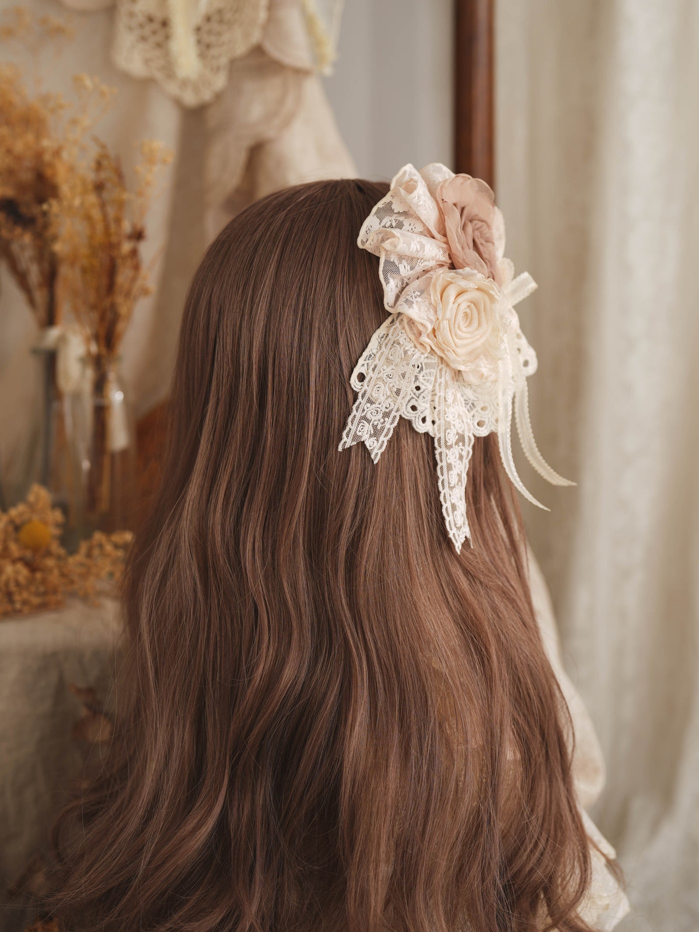 Star Box - Nightingale and Rose - Dried-Rose Lace Floral Hair Accessory