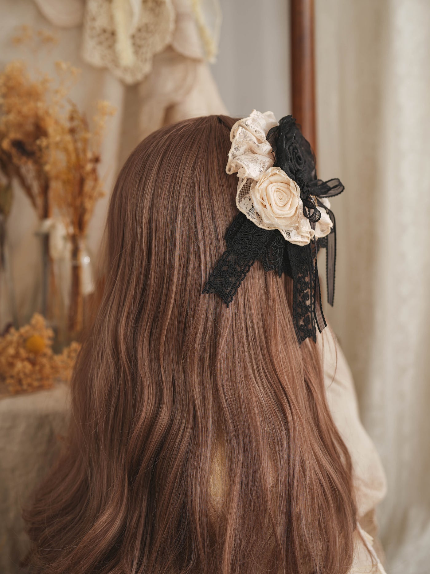 Star Box - Nightingale and Rose - Dried-Rose Lace Floral Hair Accessory