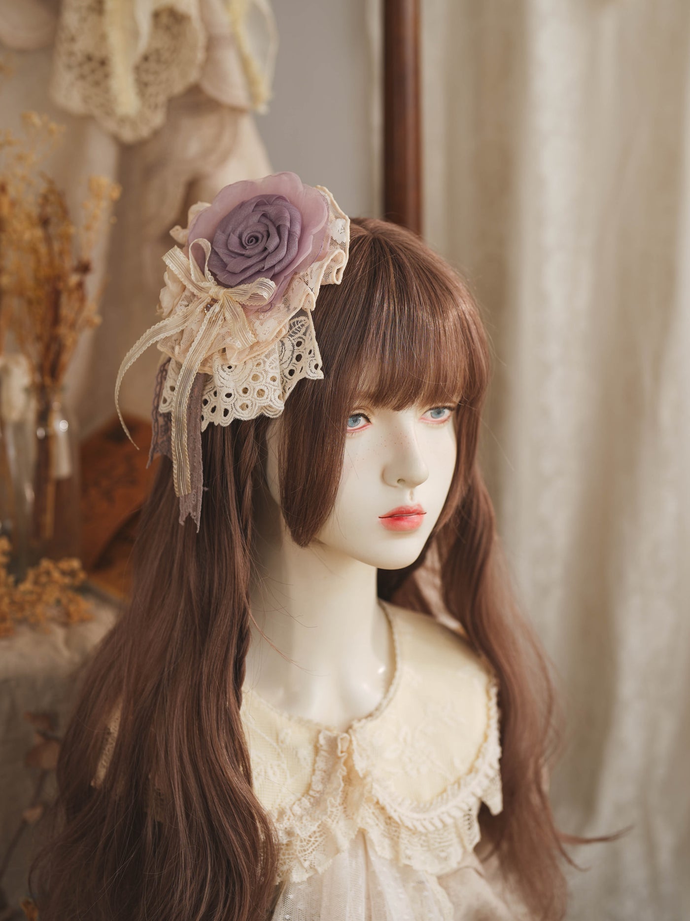 Star Box - Nightingale and Rose - Dried-Rose Lace Floral Hair Accessory