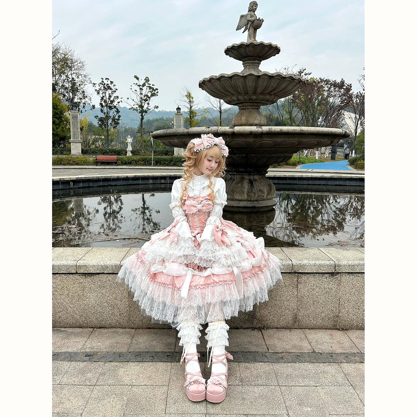 Hello Princess Lolita - Tajiya - Sweet Lolita Strappy Dress with Layered Lace Details