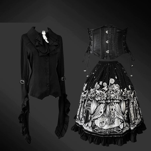Caged Bird Hotel - Bone Theatre - Gothic Lolita Coordinate Set with Skeleton-Theatre Print