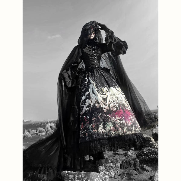Caged Bird Hotel - Rebirth of the Old God - Gothic Lolita Skirt with Cthulhu Print