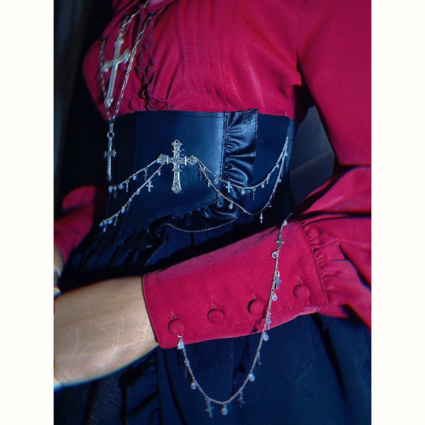 Caged Bird Hotel - Cross Chain - Belt Waist Cincher with Cross Pendants