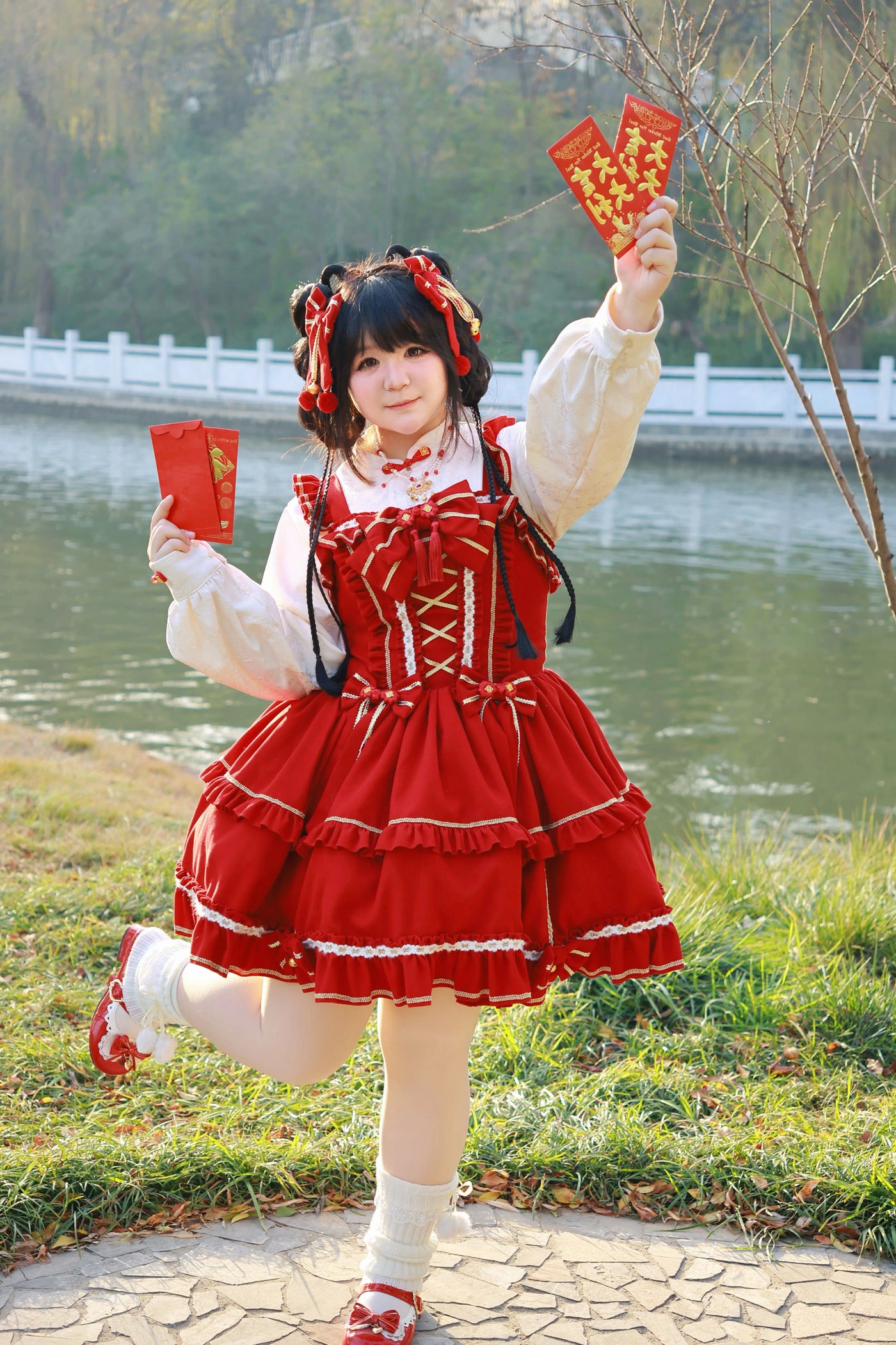 Cream Marshmallow - Spring Morning - Red JSK Dress