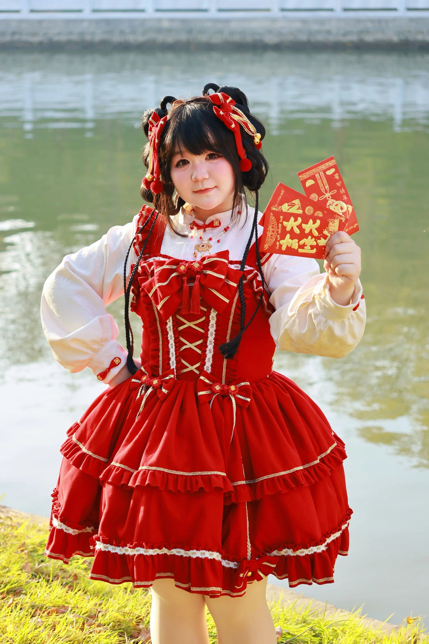 Cream Marshmallow - Spring Morning - Red JSK Dress