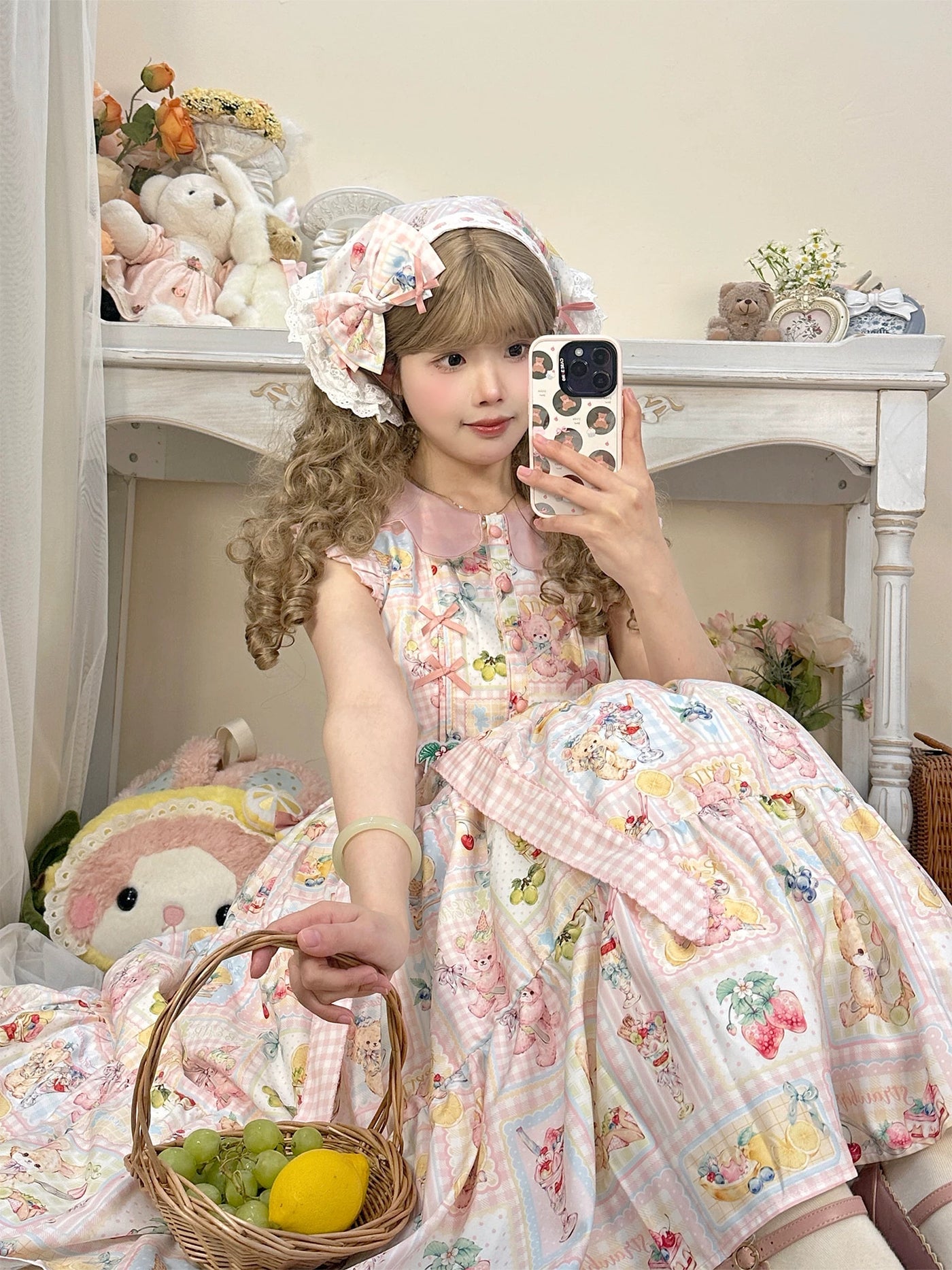DreamWhale - Fruit Daily - Summer Printed Flutter-Sleeve OP Dress