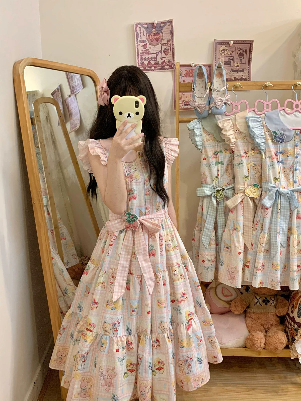 DreamWhale - Fruit Daily - Summer Printed Flutter-Sleeve OP Dress