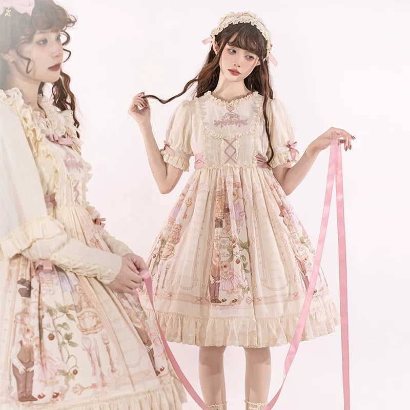 Treasure Box Lolita - Rabbit Fairy-Tale Kingdom - Sweet OP / JSK Dress Set
