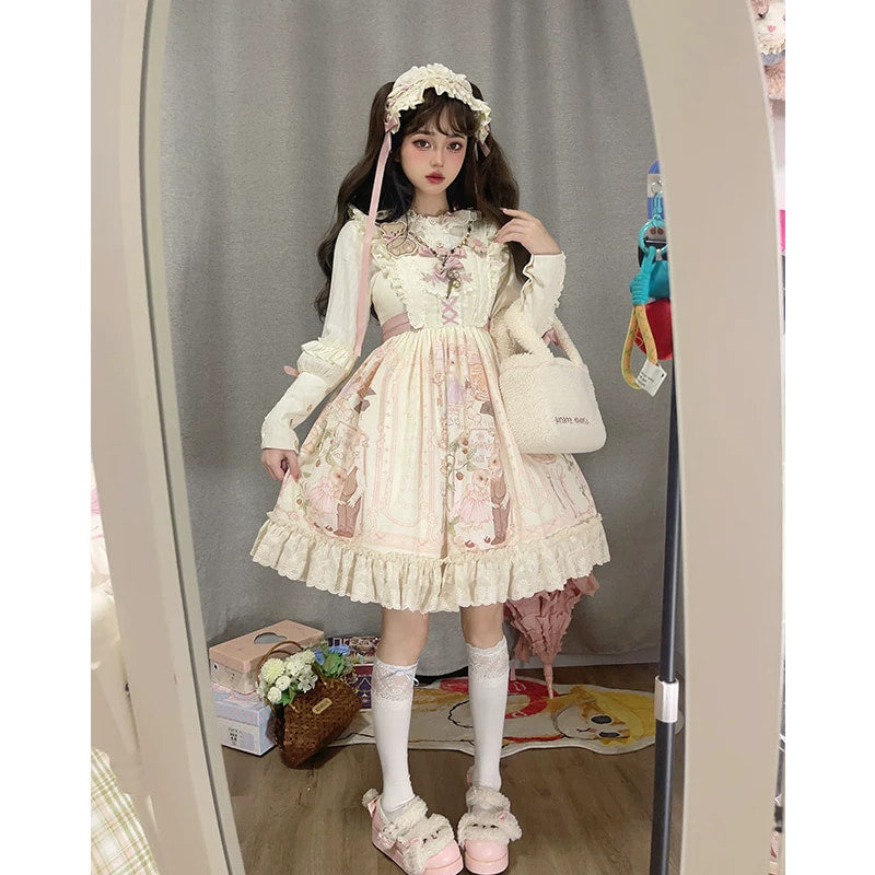 Treasure Box Lolita - Rabbit Fairy-Tale Kingdom - Sweet OP / JSK Dress Set