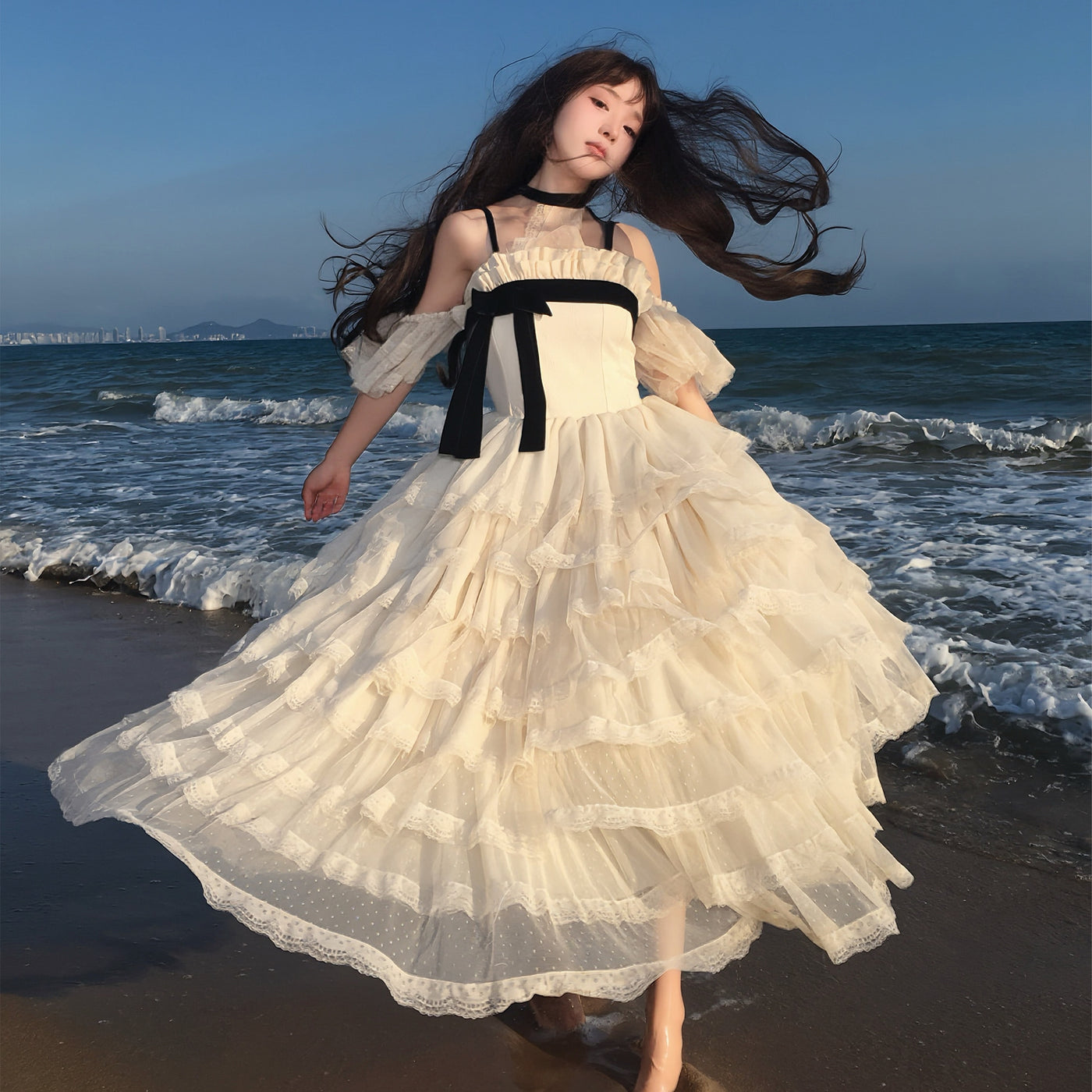 Moonlit Lily of the Valley Lolita - Mist Island Poem - French Classic Multi-Tier JSK Gown