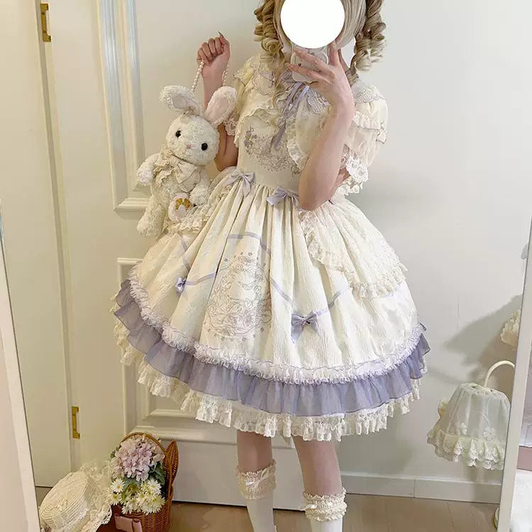 Treasure Box Lolita - Glazed Spring Mirror - Embroidered Doll-Style JSK Dress Set