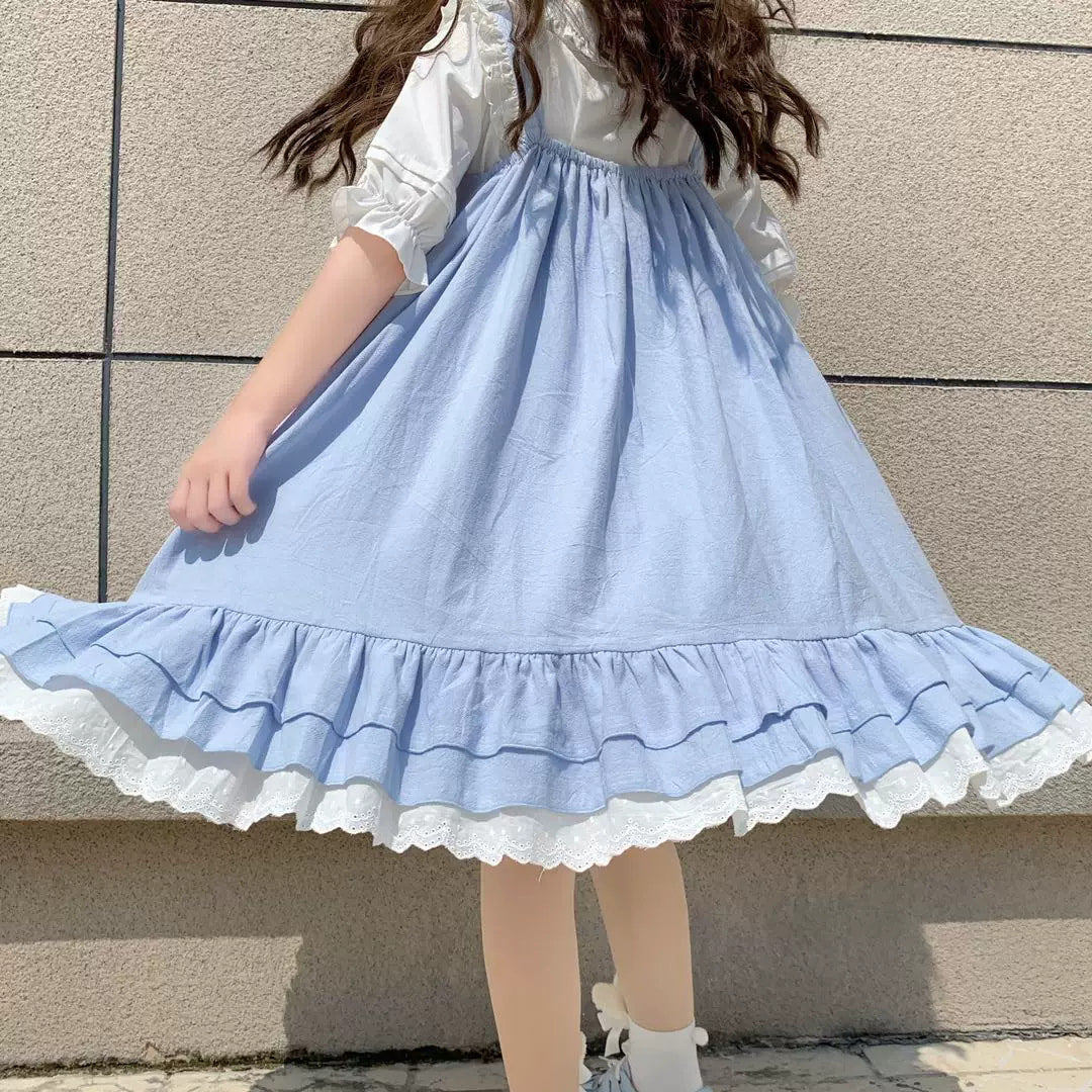 Tata Long Ear - Cute Ghost - Solid-Colour JSK Dress with Heart-Shaped Panels