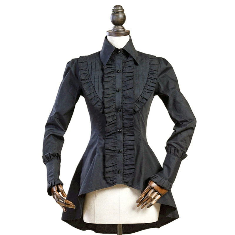 LACE GARDEN - Vintage Dark Gothic - Blouse & Skirt Separates with Ruffle Trim