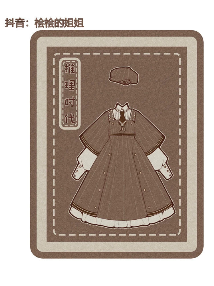 Baozi Pig - Detective Era - Vintage Detective OP Dress with Fine Stripes
