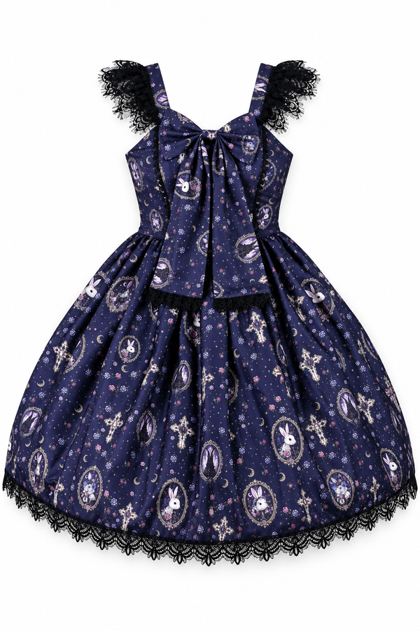 1st Anniversary Strawberry Alice Gothic Lolita JSK flat lay on a white background