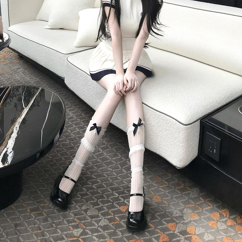 LolitaFetch Essentials Ballet Lace Bow Calf Socks - image 3