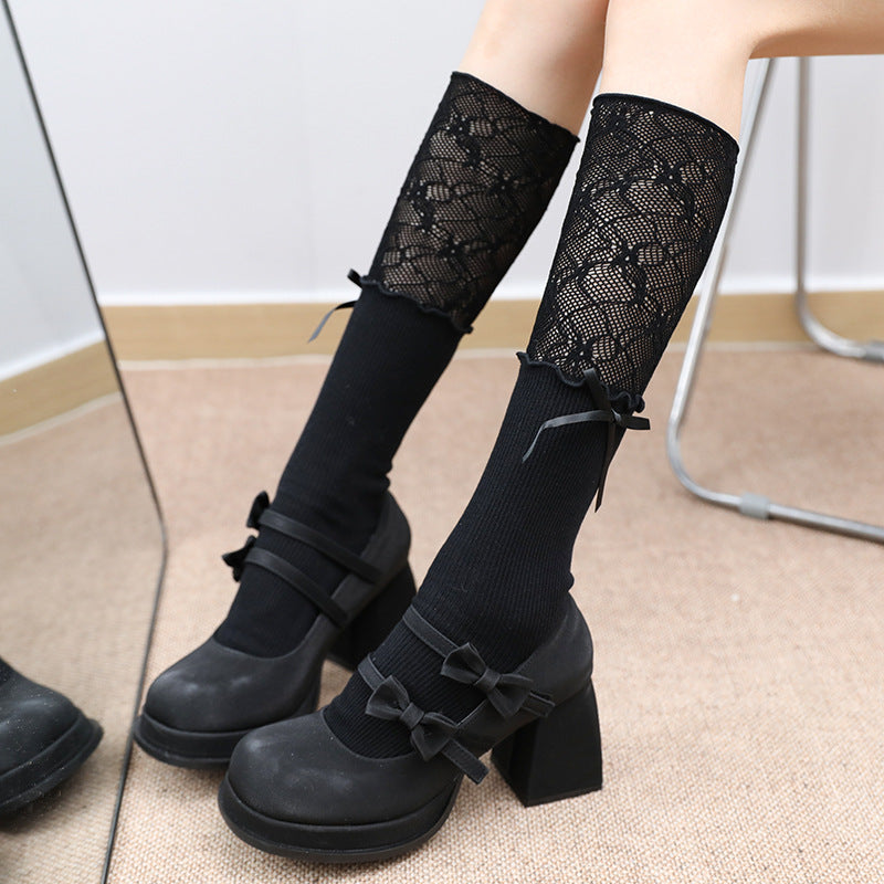 LolitaFetch Essentials Ballet Lace Ruffle Bow Calf Socks - image 6