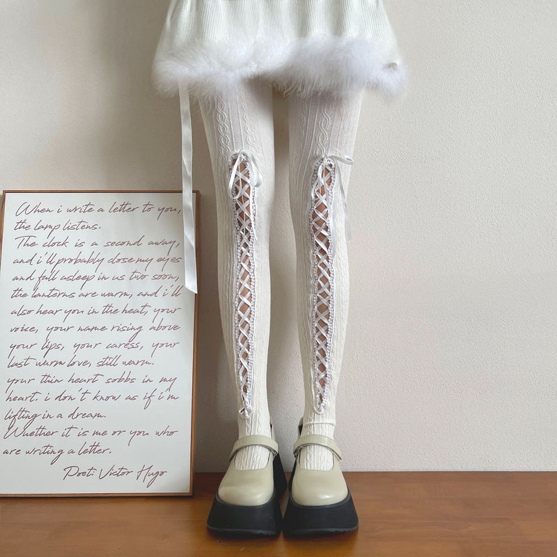 LolitaFetch Essentials Ballet Lace-Up Cable Knit Tights - image 6