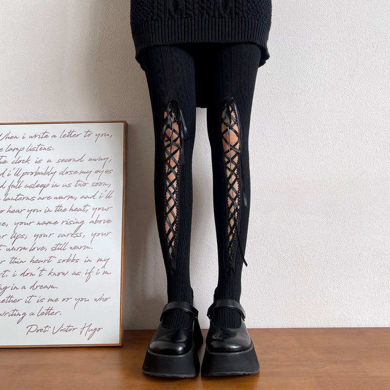 LolitaFetch Essentials Ballet Lace-Up Cable Knit Tights - image 7