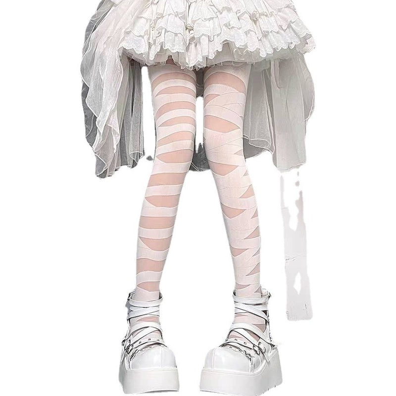 LolitaFetch Essentials Bandage Strappy Ruffle Over-the-Knee Socks - image 5