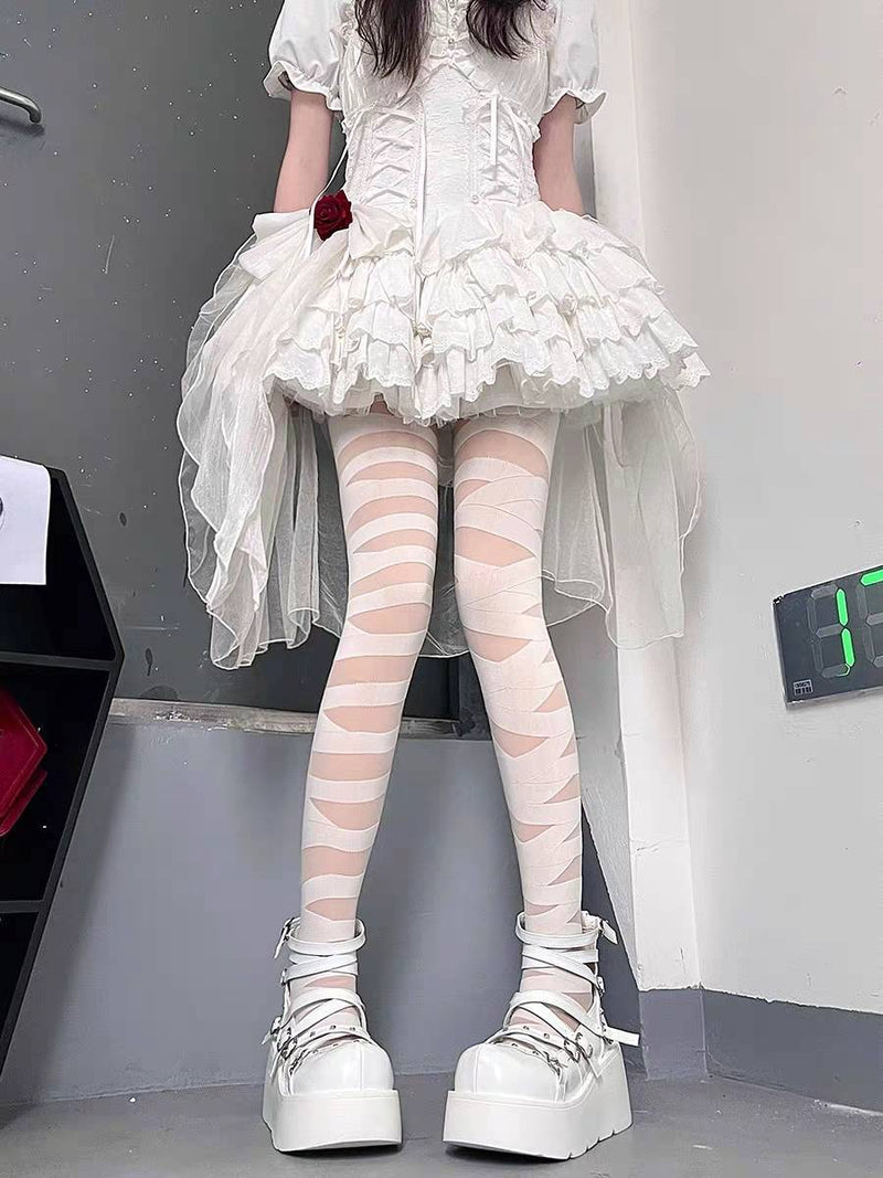 LolitaFetch Essentials Bandage Strappy Ruffle Over-the-Knee Socks - image 7