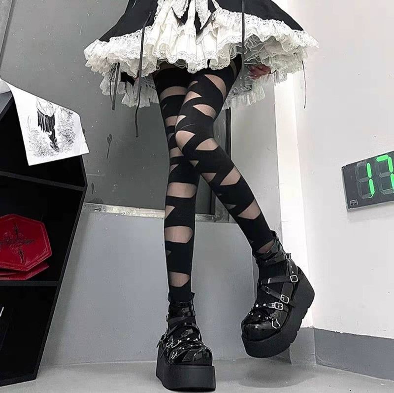LolitaFetch Essentials Bandage Strappy Ruffle Over-the-Knee Socks - image 8