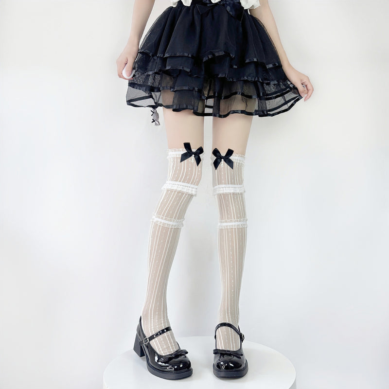 LolitaFetch Essentials Bandage Strappy Ruffle Over-the-Knee Socks - image 9