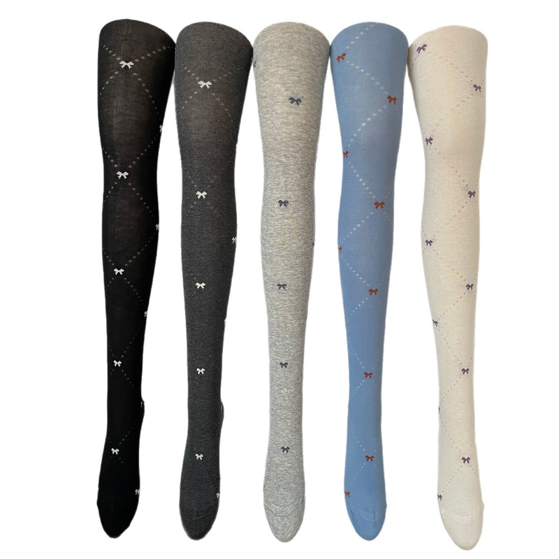 LolitaFetch Essentials Big Argyle Bow Cotton Tights - image 5