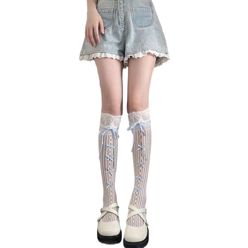 LolitaFetch Essentials Blue Bow Hollow-Out JK Crew Socks - image 5