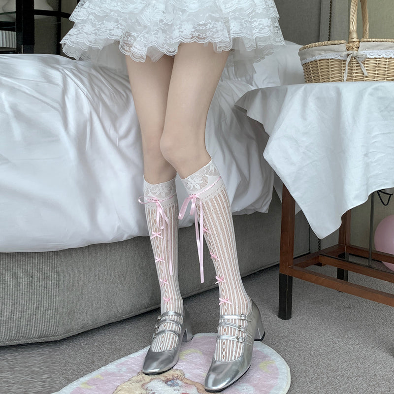 LolitaFetch Essentials Blue Bow Hollow-Out JK Crew Socks - image 8