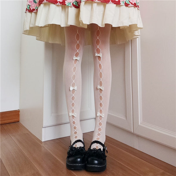 LolitaFetch Essentials Bow Hollow-Out Tights - image 1