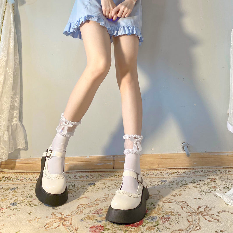 LolitaFetch Essentials Bow Lace Sheer Crew Socks - image 3