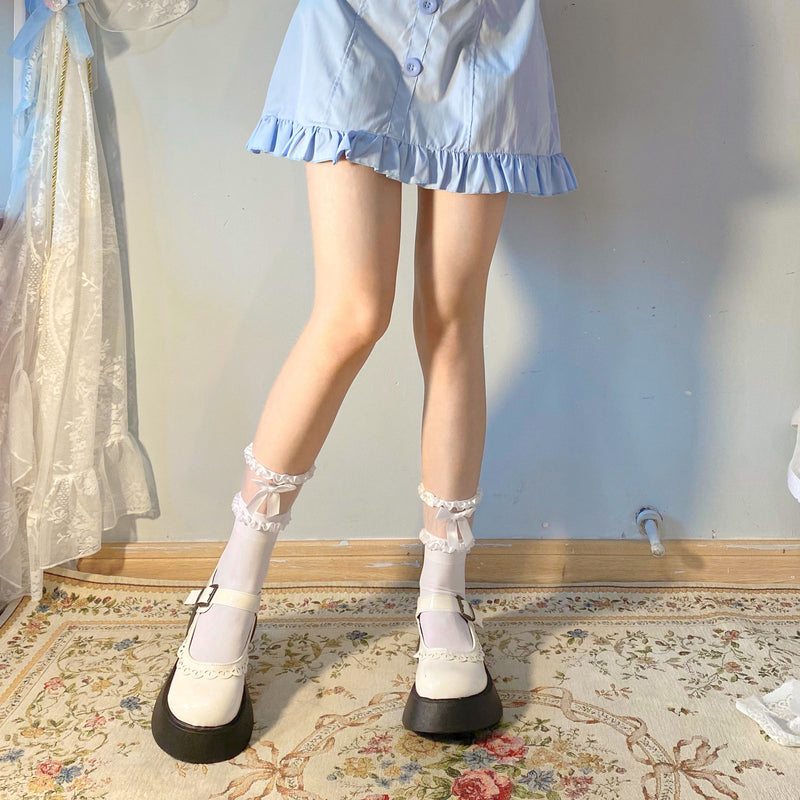 LolitaFetch Essentials Bow Lace Sheer Crew Socks - image 4