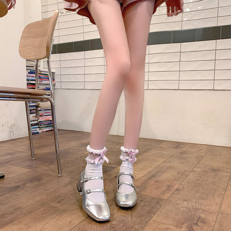 LolitaFetch Essentials Bow Lace Sheer Crew Socks - image 8
