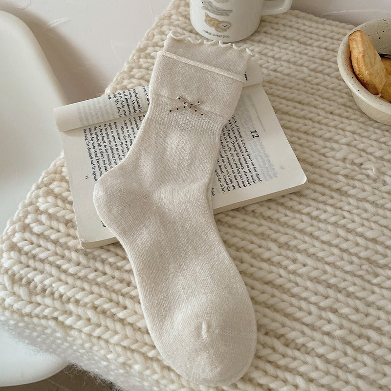 LolitaFetch Essentials Bow Wool Fleece-Lined Crew Socks - image 5