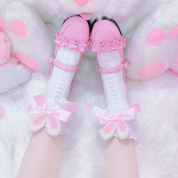 LolitaFetch Essentials Bunny Ear Bow Heart Crew Socks - image 1