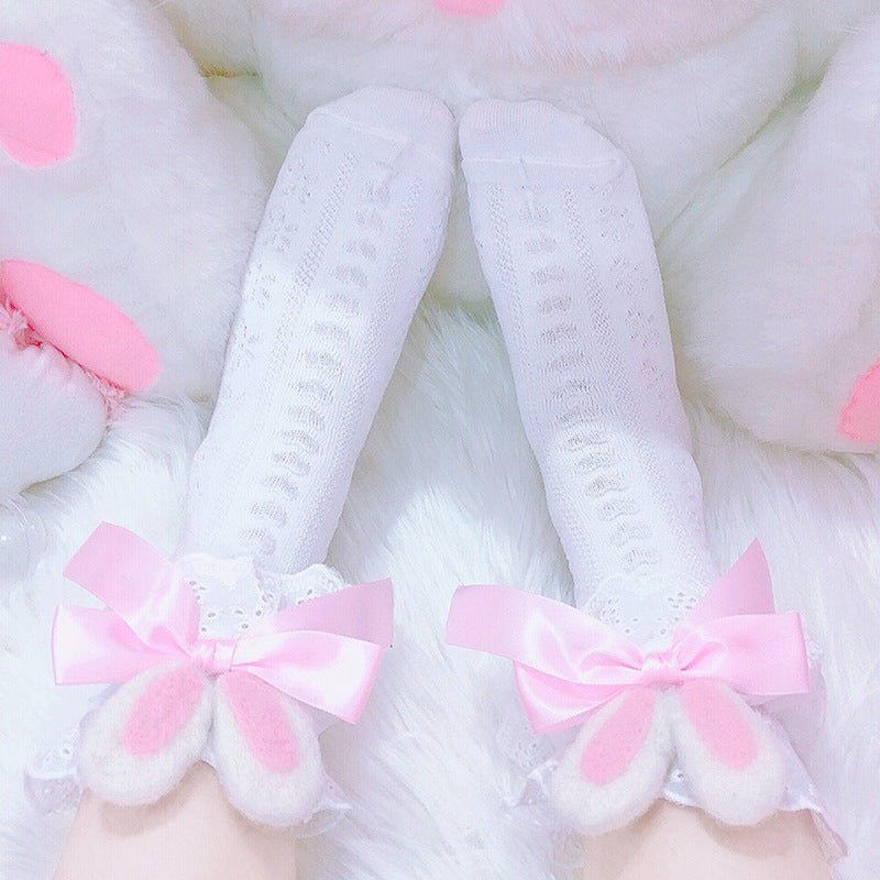 LolitaFetch Essentials Bunny Ear Bow Heart Crew Socks - image 3